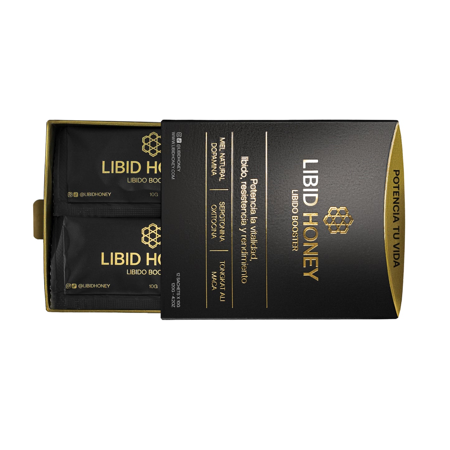 Libid Honey box opened. Libido Booster. Contains 12 sachet. 10 G each.